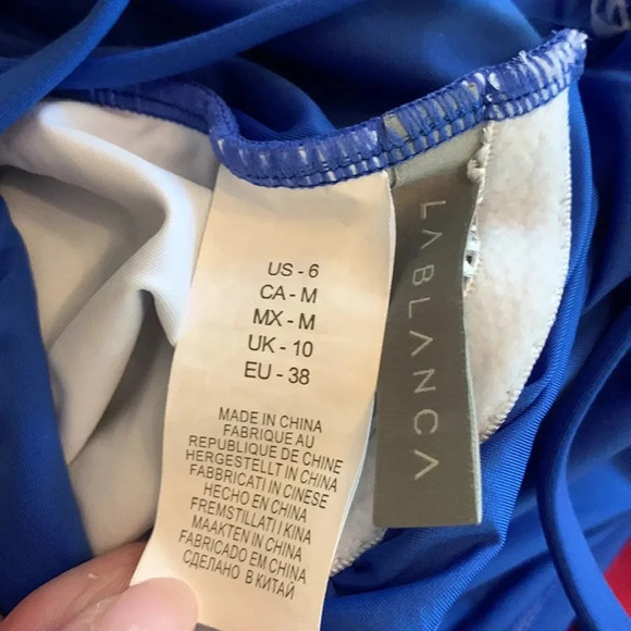 La Blanca Tummy Control Island Goddess One Piece Swimsuit Capri Blue Size 6 NWT - Picture 8 of 8